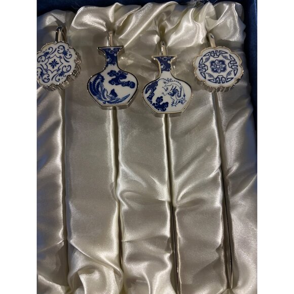 Blue-White Porcelain Letter Opener & Bookmark Set In Decorative Box - Picture 9 of 16